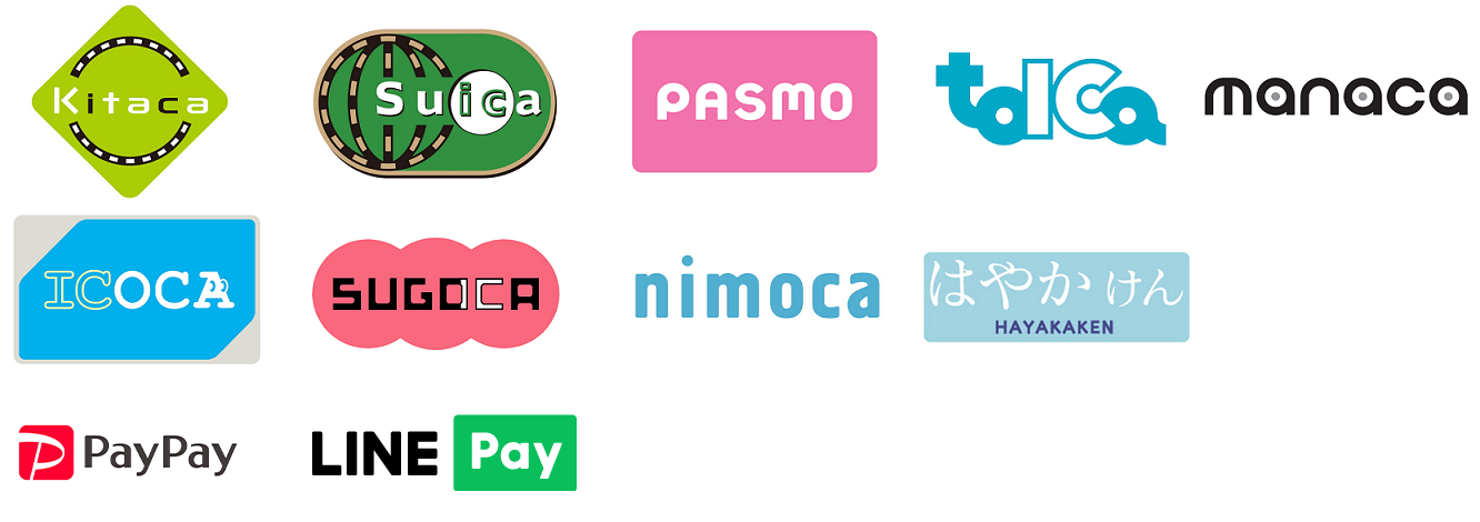 Kitaca, Suica, PASMO, talca, manaca, ICOCA, SUGOCA, nimoca, はやかけん, PayPay, LINE Pay